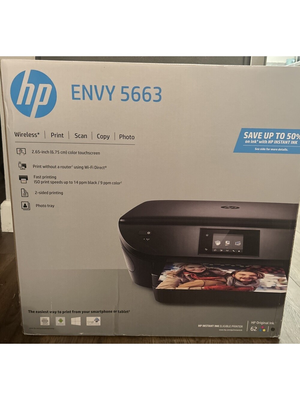HP Envy 5663 Wireless Color Printer New Factory Sealed Touchscreen Scan Copy - Picture 3 of 7